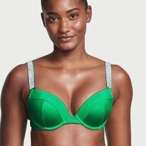Victorias Secret Swim Shine Strap Sexy Tee Push Up Bikini Top Green
